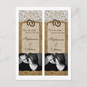 Save the Date Book Mark Favors Horse Shoes Burlap Announcement Postcard