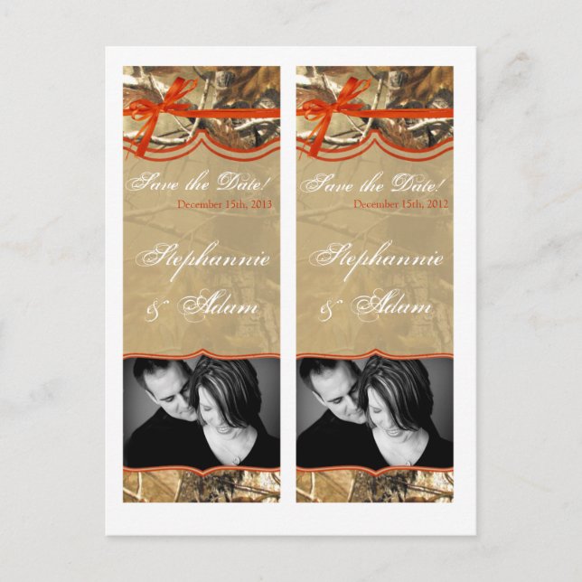 Save the Date Book Mark Favors Hunters Camoflouge Announcement Postcard (Front)