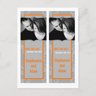 Save the Date Book Mark Favors Modern Gray Damask Announcement Postcard