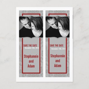 Save the Date Book Mark Favors Modern Gray Damask Announcement Postcard