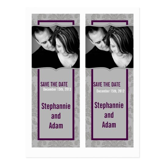 Save the Date Book Mark Favors Modern Gray Damask Postcard