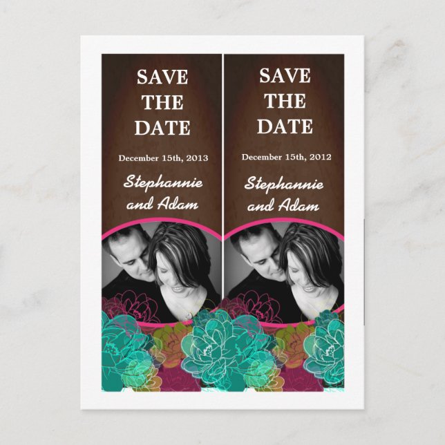Save the Date Book Mark Favors Neon Spring Floral Announcement Postcard (Front)