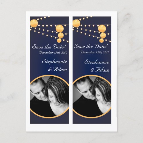 Save the Date Book Mark Favors Paper Lanterns Blue Announcement Postcard