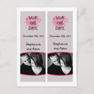 Save the Date Book Mark Favors Pink Floral Petals Announcement Postcard
