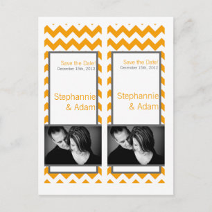 Save the Date Book Mark Favors Yellow Grey Chevron Announcement Postcard