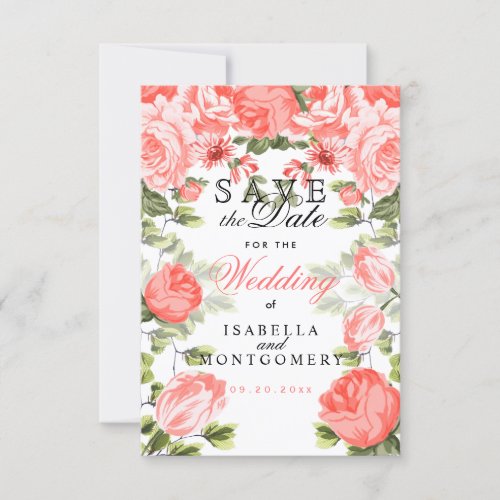 Save the Date Botanical Coral Floral