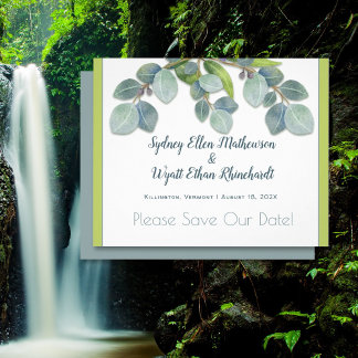 Save the Date Botanical Eucalyptus Budget Wedding  Flyer