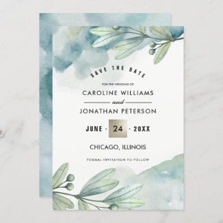 Save the Date. Botanical Wedding Announcement