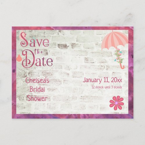 Save the Date Bridal Shower Announcement Postcard
