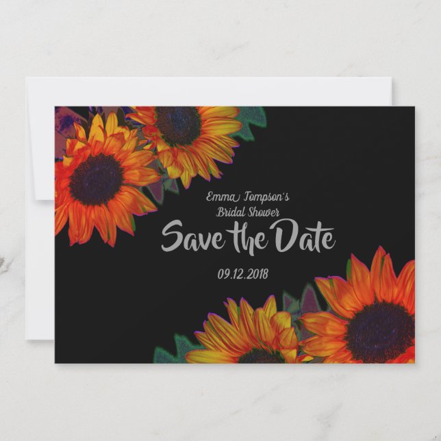 Save the Date, Bridal Shower Sunflowers Date (Front)