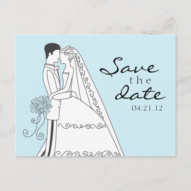 Save the Date Bride and Groom 02 Announcement Postcard (Front)