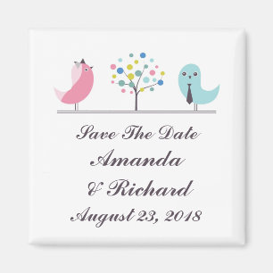 Save The Date Bride and Groom Birds Magnet