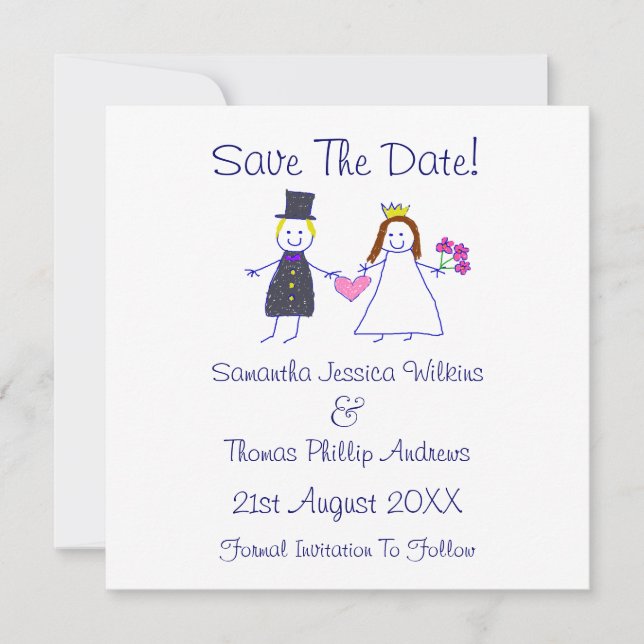 Save The Date! Bride & Groom Holding Heart Date (Front)