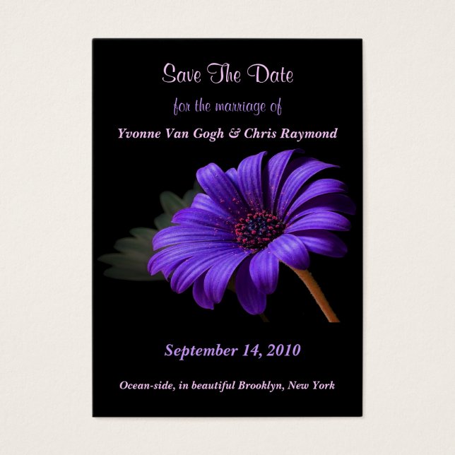 Save The Date Bright Purple Daisy III (Front)