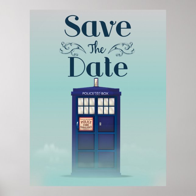 Save the Date British Police Box Poster (Front)