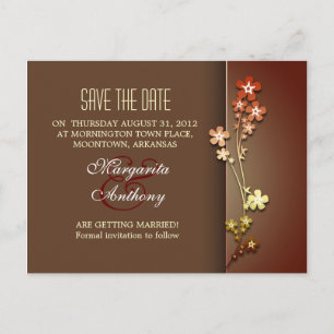 save the date brown elegant sakura postcards