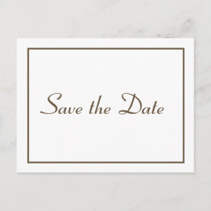 Save The Date Brown Minimalist Engagement Wedding Postcard
