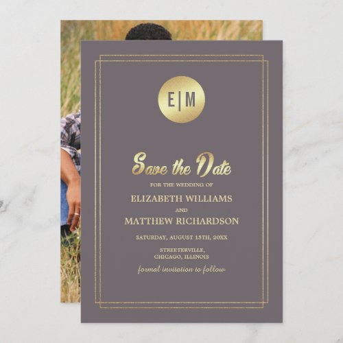 Save the Date Brown Mocha Gold Wedding Photo Card