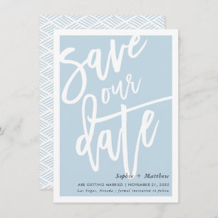 SAVE THE DATE brush lettered script duck egg blue Invitation