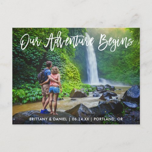 Save The Date Brush Script Adventure Photo Postcard