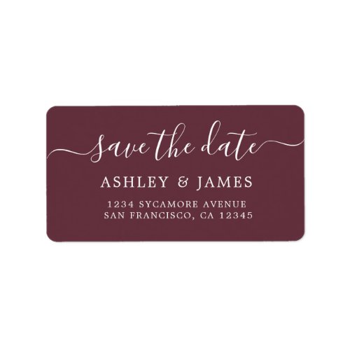Save the Date Burgundy Address Labels