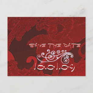 Save The Date Burgundy Grunge Floral Announcement Postcard