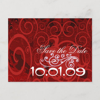Save The Date Burgundy Hearts - Announcement Postcard