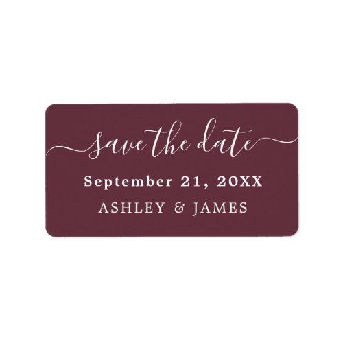 Save the Date Burgundy Wedding Announcement Label