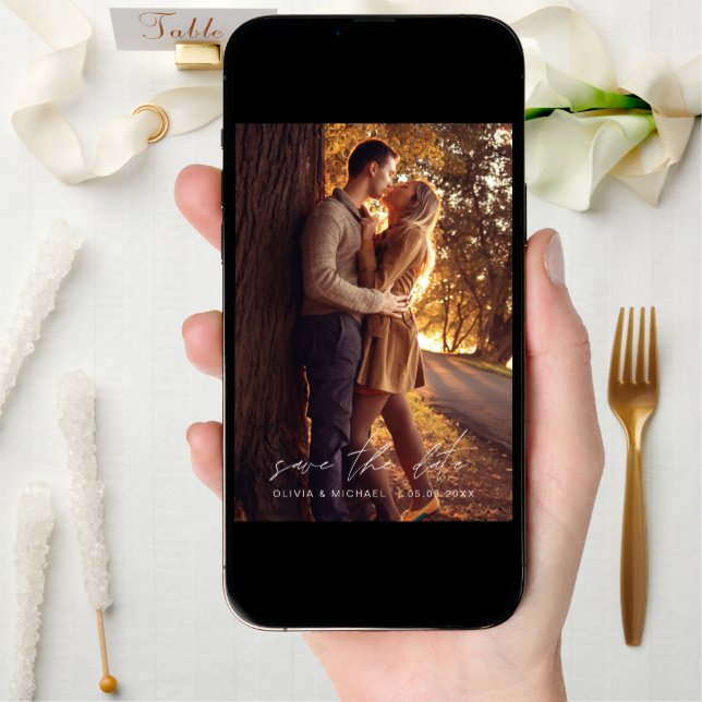Save the Date Burnt Orange Handwritten Wedding (Front Digital)