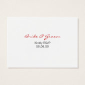 Save the Date Business Card Red Roses Card (Back)