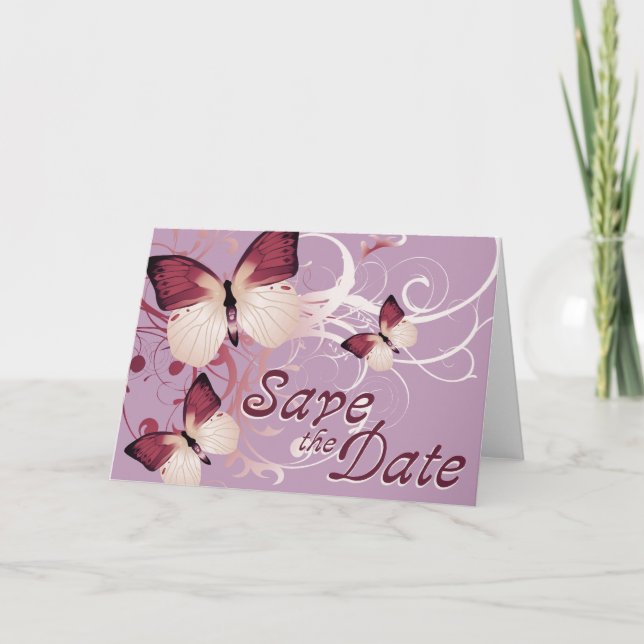 save the date : butterflies : announcement (Front)