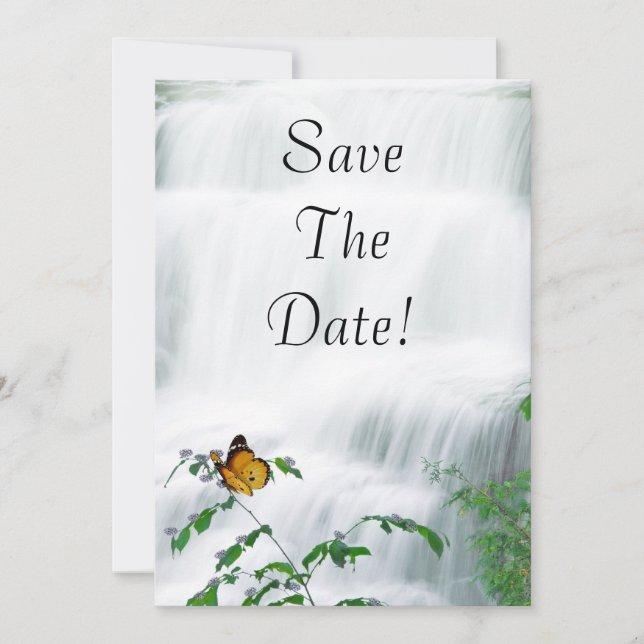 Save The Date Butterfly & Waterfall Wedding Invitation (Front)