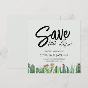 Save The Date Cactus Watercolor Sage Garden Desert