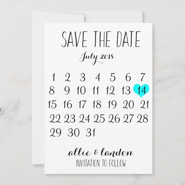 Save The Date Calendar (Front)