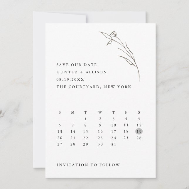 Save The Date Calendar (Front)