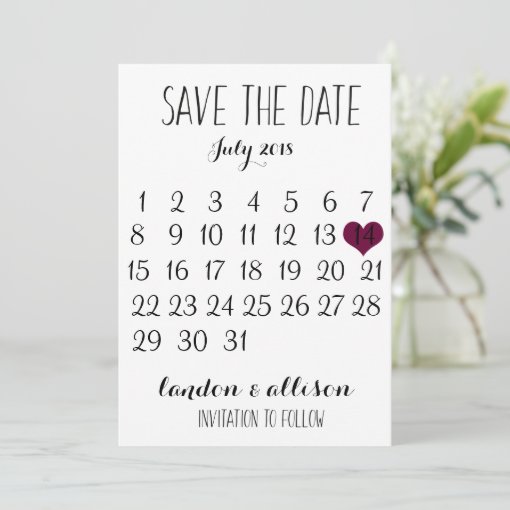 Save The Date Calendar | Zazzle