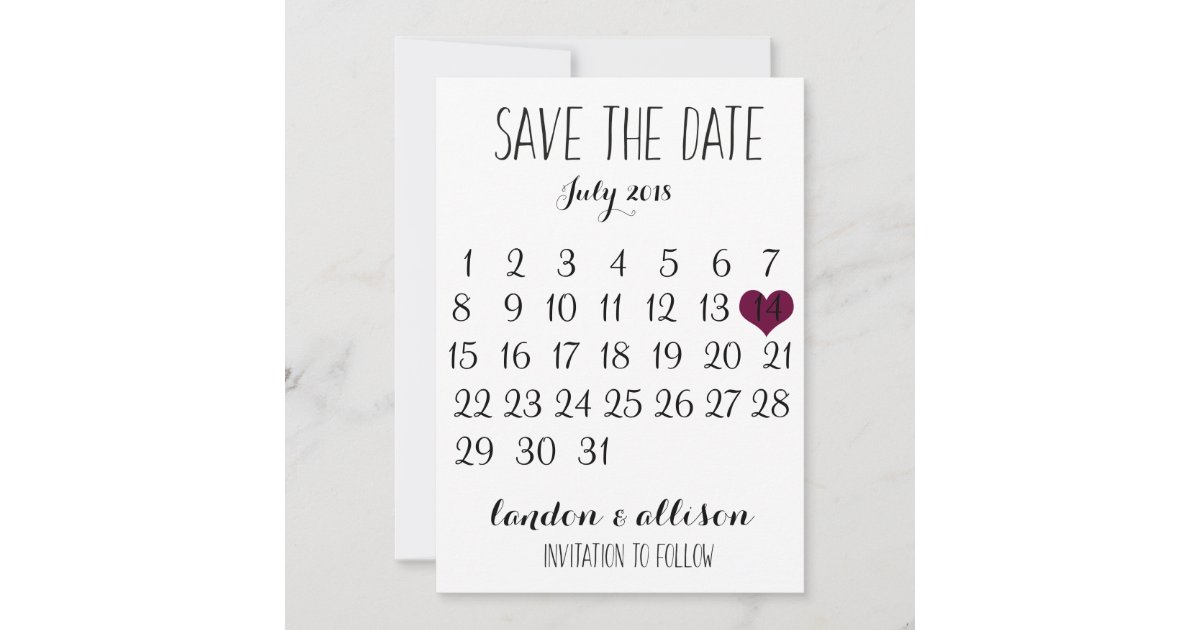 Save The Date Calendar | Zazzle
