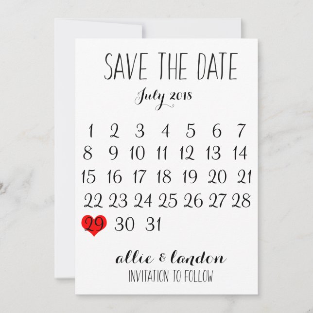Save The Date Calendar (Front)