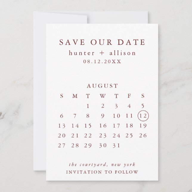 Save The Date Calendar (Front)
