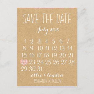 Save the Date Calendar Announcement Postcard