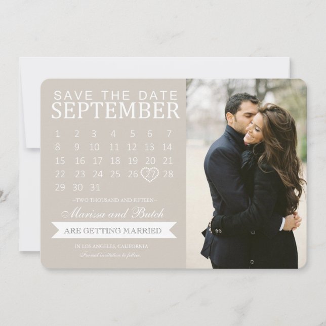 Save the Date Calendar Announcements| Weddings Invitation (Front)