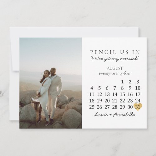 Save the Date Calendar August 2024 Month Chic Invitation