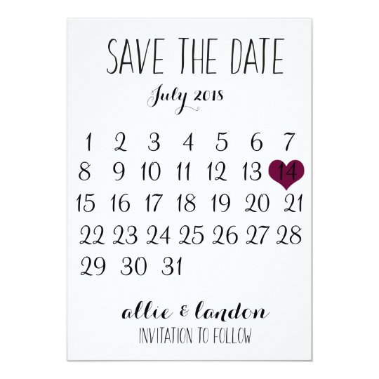 Save The Date Calendar Card