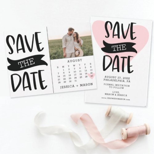 Save The Date Calendar Card Rustic Banner