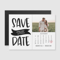 Save The Date Calendar Card Rustic Banner Magnet