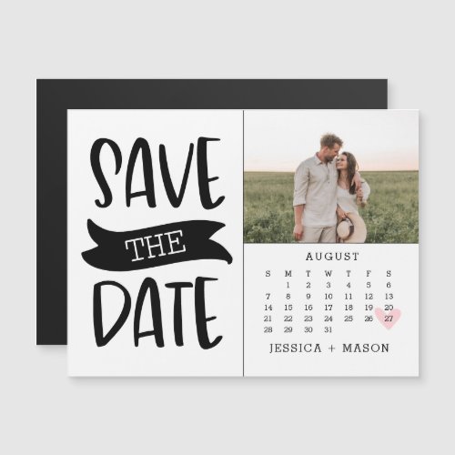 Save The Date Calendar Card Rustic Banner Magnet