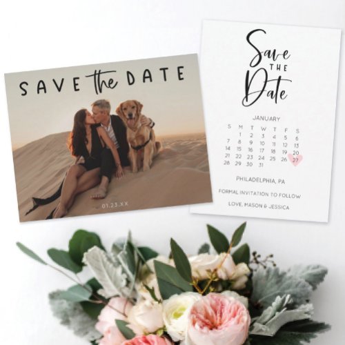 Save The Date Calendar Card Rustic Modern