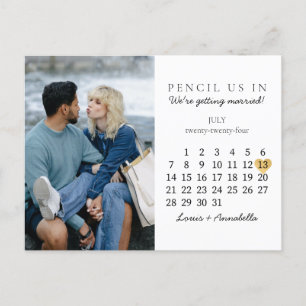 Save the Date Calendar Gold Heart July 2024 Card