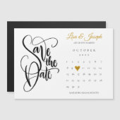 Save the Date Calendar Gold Love Heart  Magnetic Invitation (Front/Back)