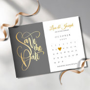 Save The Date Calendar Gold Love Heart Magnetic Invitation at Zazzle
